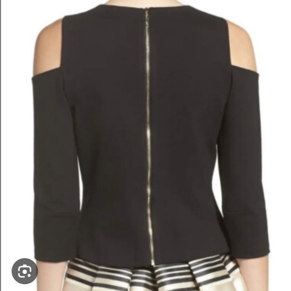 Eliza J Black Cold Shoulder Blouse - Picture 2 of 10